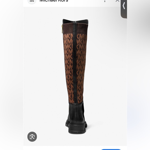 New in box Michael Kors Ridey Leather and logo jaquard Knee boots 🤎 - Picture 4 of 7